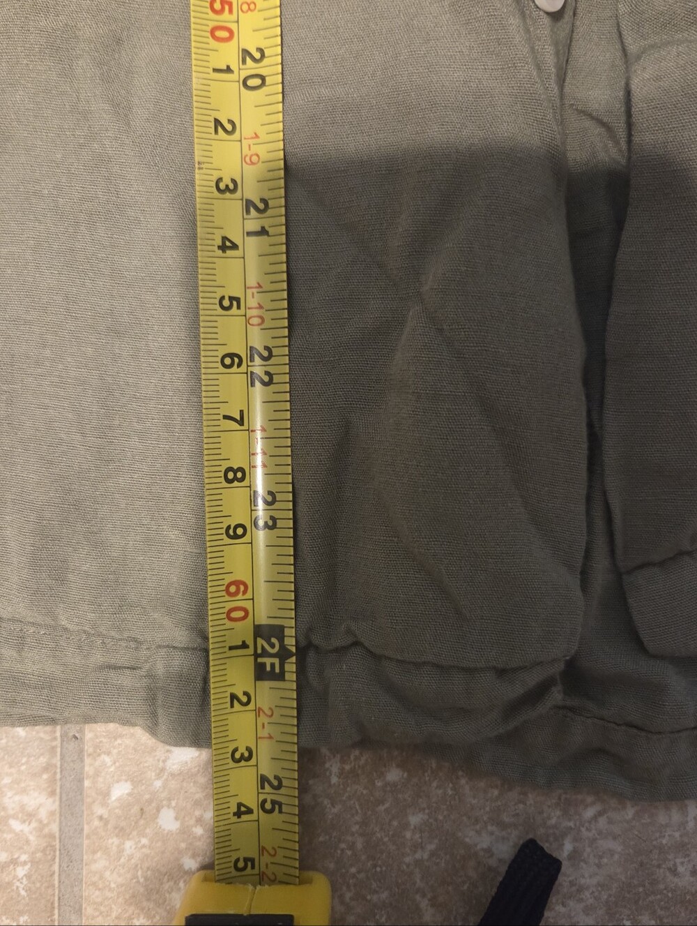 Portuguese Flannel Men's Dogtown Collar Camp Olive Green Linen Blend Shirt Sz S - Picture 7 of 7